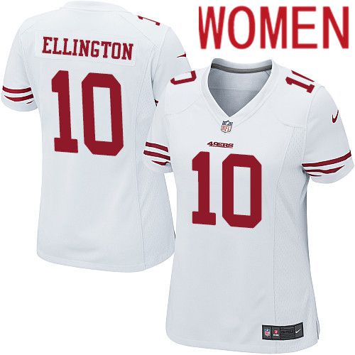 Cheap Women San Francisco 49ers 10 Bruce Ellington Nike White Team Color Game NFL Jersey